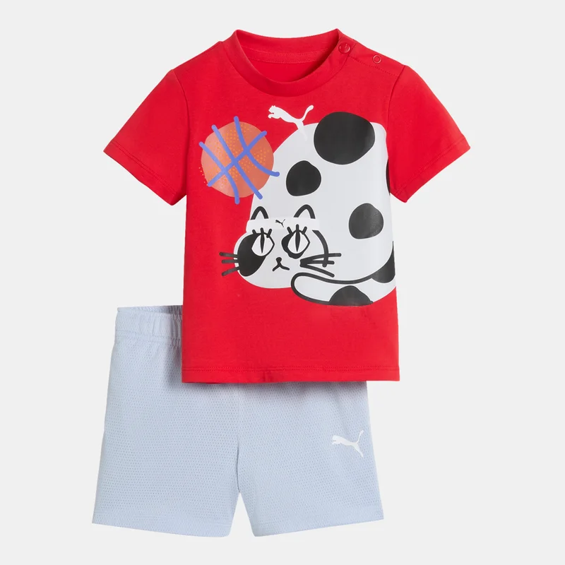 بوما Kids' Sporty Cats T-Shirt And Shorts Set
